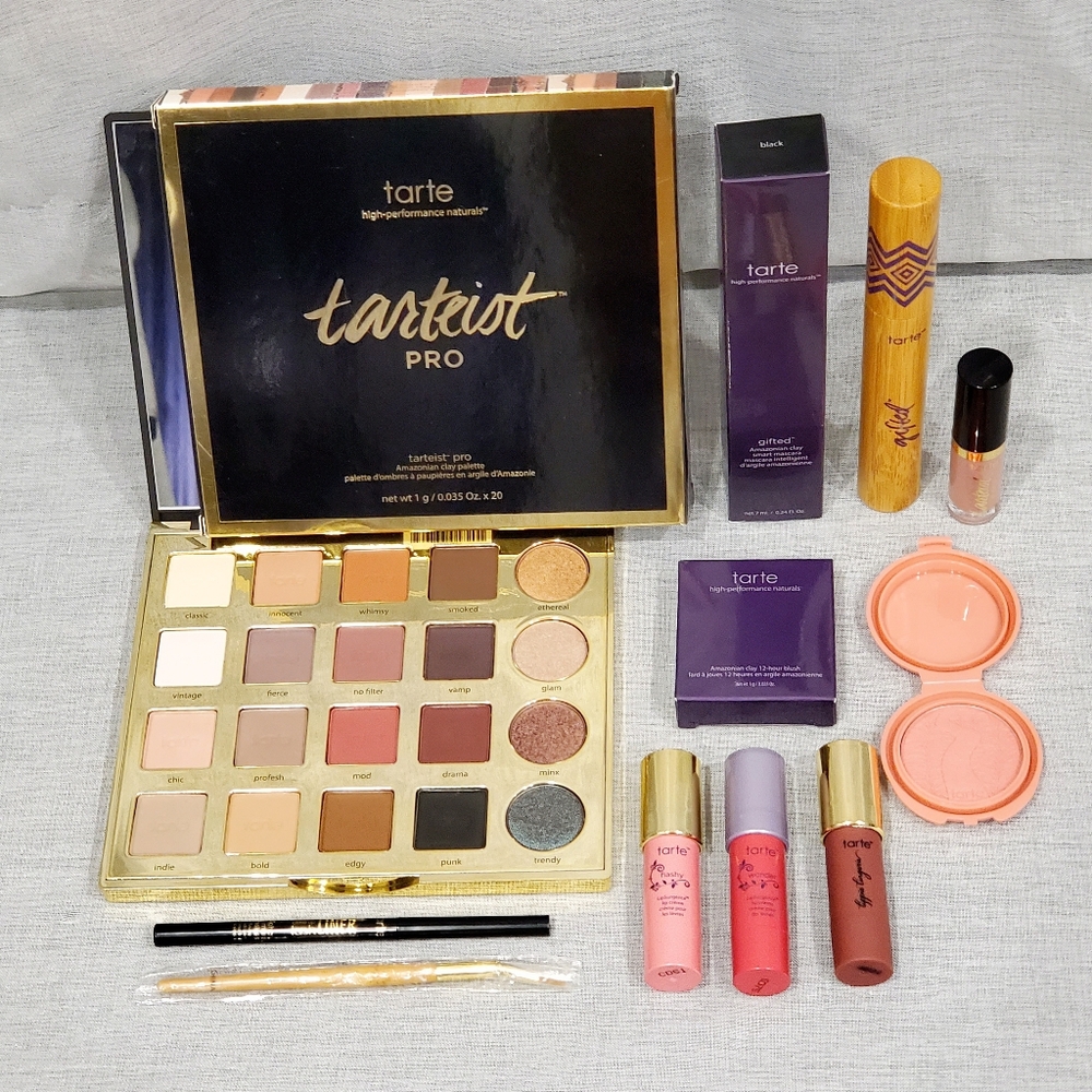 Tarte Tarteist Pro Makeup Palette Amazonian Blush Lipstick Mascara Set Bundle